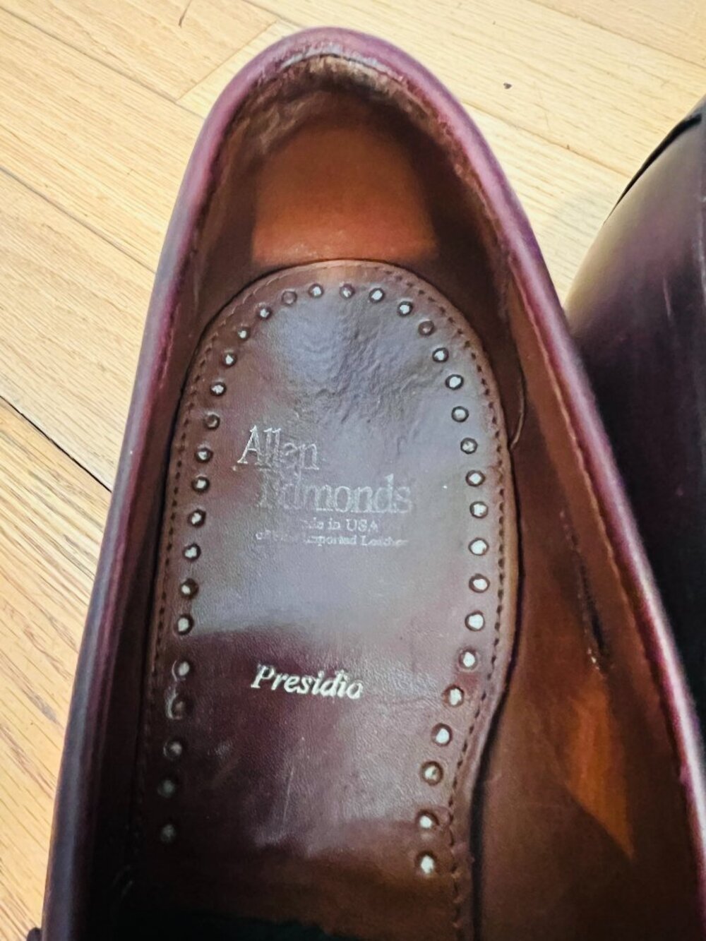 Allen Edmonds 3872 Presidio Oxblood Leather Slip On Penny Loafer Men's 10.5 D - Picture 9 of 16